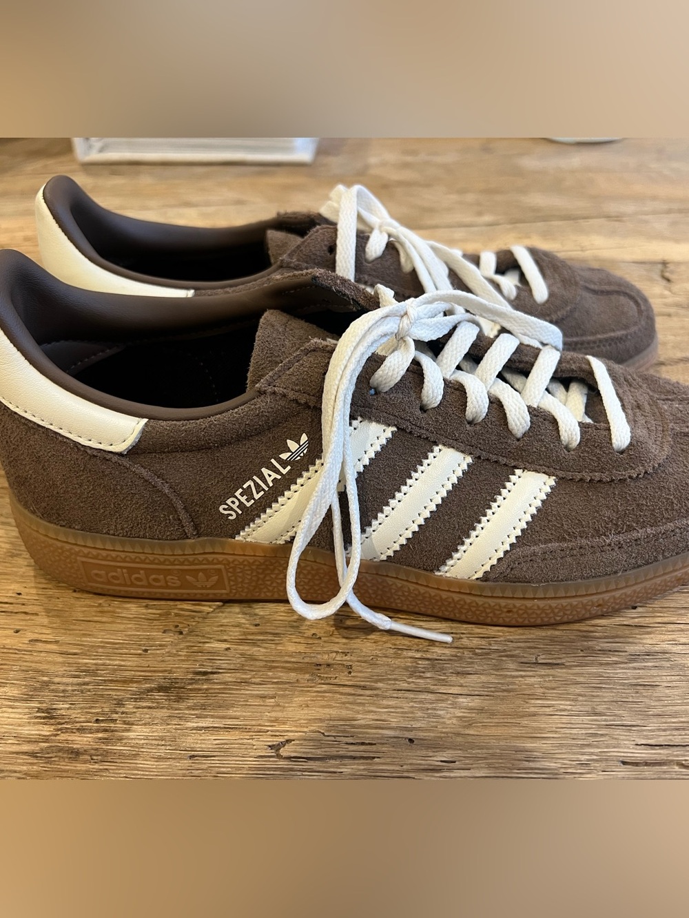 Adidas Spezial Woman’s Brown Suede Sneakers with off white Stripes